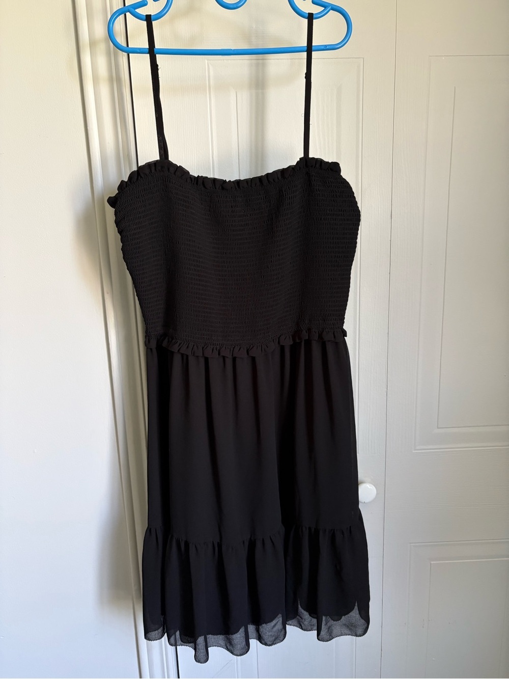 Aritzia Wilfred Black Smocked Strap Dress